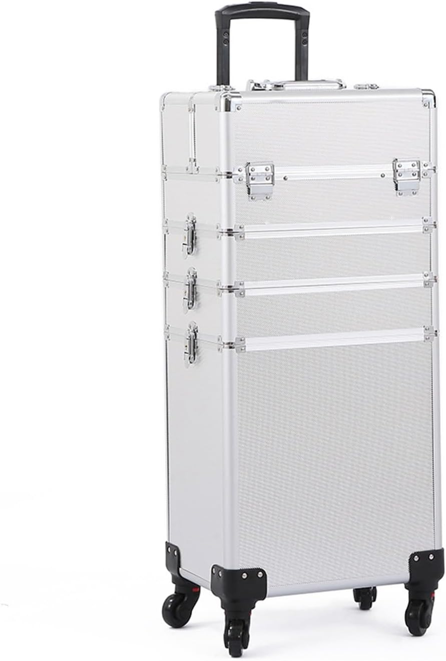 プロ用 収納ボックス メイク箱 大容量 化粧ボックス 4層 キャスター付き トロリー キャスター付き化粧ケース 仕切り付き 化粧箱 ネイル収納 たくさん収納 ローリングメイクアップケース 出張 旅行用