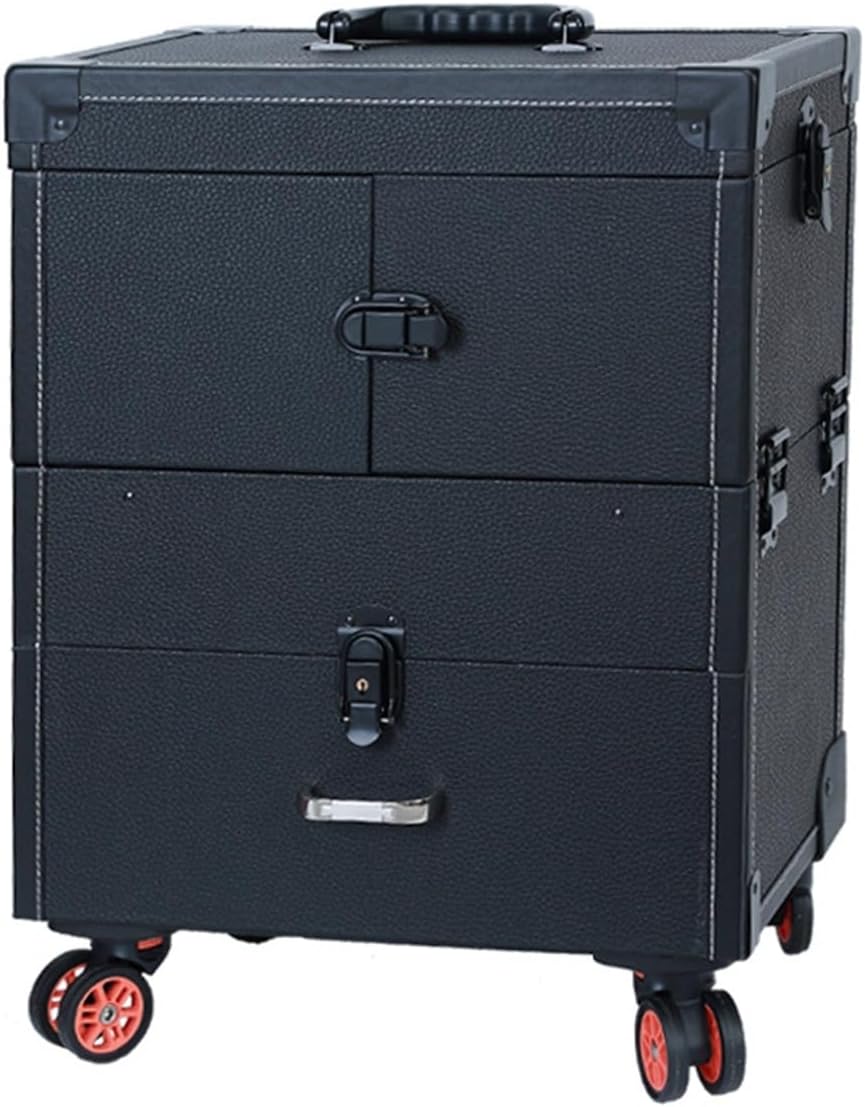 　　　 -------商品詳細------- 【引き出し式】下の収納部は引き出しの設計で、引き出しが付き、多種多様な化粧品やメイク用品をきちんと整理整頓できます。仕事に必要なメイク道具や化粧用品をすべて整理して収納できます。 【ロック付き】鍵付きのロック可能なデザインは、旅行中に大切な化粧品を保護し、いつでもどこでもセキュリティを提供し、外出中のメイクアップアーティスト、美容師、美容師に最適です。 【スライドホイール-スムーズで移動が簡単】ワゴントランクには4つの高品質の360度回転ホイールが装備されており、スムーズかつ省力的に移動できるだけでなく、騒音もありません。使用中に他の人に迷惑をかけないため、特にメイクアップアーティスト、ヘアスタイリスト、ネイリストが旅行時に多くのツールを持ち運ぶのに適しています。 【大容量】超大型でかなりの大内容量、プロ仕様のメイクキャリーケースです。化粧台車はお気に入りの化粧品を便利に収納できます、よく作られて、2つの引き出しは整髪料、化粧品、マニキュア道具を収納するために使用することができます、防水収納袋が装備され、柔軟に使用でき、取り外し可能です。 【美容師/化粧箱】プロのメイクアップアーティストやネイリストが現場で使用している、非常に使い勝手の良い化粧箱です。移動美容院経営の方、ネイリストさん、メイクさん、スタイリストさんにもお勧めです。説明 ■商品紹介■ 持ち運び簡単のサイズ、キャリーバッグで使い勝手抜群！ 撥水加工済み（完全防水ではございません）組み立て状態でのお届けになります。 プレゼントにも最適。お年寄りにも安心。 【大容量】 化粧水/乳液/下地/ファンデ/ルースパウダー/チーク/アイシャドウ類の他筆数本 ブラシ/口紅/リップグロス/ネイル用品/ネックレス/指輪/イヤリング等、 ジュエリー、コスプレ衣装、普段使いの化粧品などコスメをスッキリ収納できます。 フリーランスのメイクアップアーティストがさまざまな場面で使用できる携帯性を提供します。 【美容師/化粧箱】 様々な形のコスメグッズを収納できる多彩な収納部をご用意しておりますので、小さな物から大きな物まですっきり収まります。 美容師だけではなく、ダンサー、俳優、音楽関係の方々やコスプレイヤーのイベントにも大変使い便利です。 【丈夫な生地】 丈夫な素材を採用していて、汚れにくく、耐水性・耐久性に優れ、長期に渡って愛用して頂けます。 傷や磨耗、引き裂きに対するばつぐん耐久性を実現。頻繁かつ長時間の使用を保証しながら、15-18kgまでの耐荷重を可能にする。 ほぼ完成品の状態で、使い始めも簡単です。 お手持ちのメイク道具や、メイクに必要なアイテムを全て収納することができます。 【簡単な動き】 360°回転のキャスターでスムーズに動かせます。スムーズ移動できる車輪を備え、伸縮ハンドルとトップハンドルで簡単に持ち運びができ、あちこちに便利に移動できます。 外出先でメイクアップアーティスト、美容師や美容師がドア-ツー-ドア-サービス、毎日の仕事、出張などのトラベルケースとして使用するのに最適です。 【注意事項】 ・実際の商品の色になるべく近いかたちで掲載しておりますが、モニターの違いなどで実際の商品と色味が異なる場合がございます。 ・ハンドルは必ず伸ばした状態で使用して下さい。収納状態で使用すると破損する恐れがあります。 ・ネジナットは緩みにくい仕様のものを採用しておりますが、必ず緩まないというわけではございません。 ・輸送中、商品の表面にわずかな摩耗の跡が現れるのは避けられない状況です。納得できない場合は、購入しないでください。