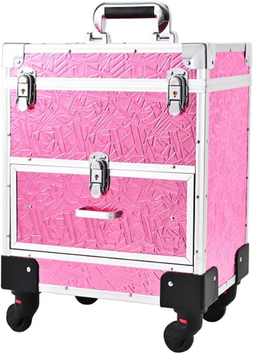 キャスター付き キャリーバッグ プロ用メイクボックス プロ用 引き出し 2層 大容量 化粧箱 仕切り付き ..