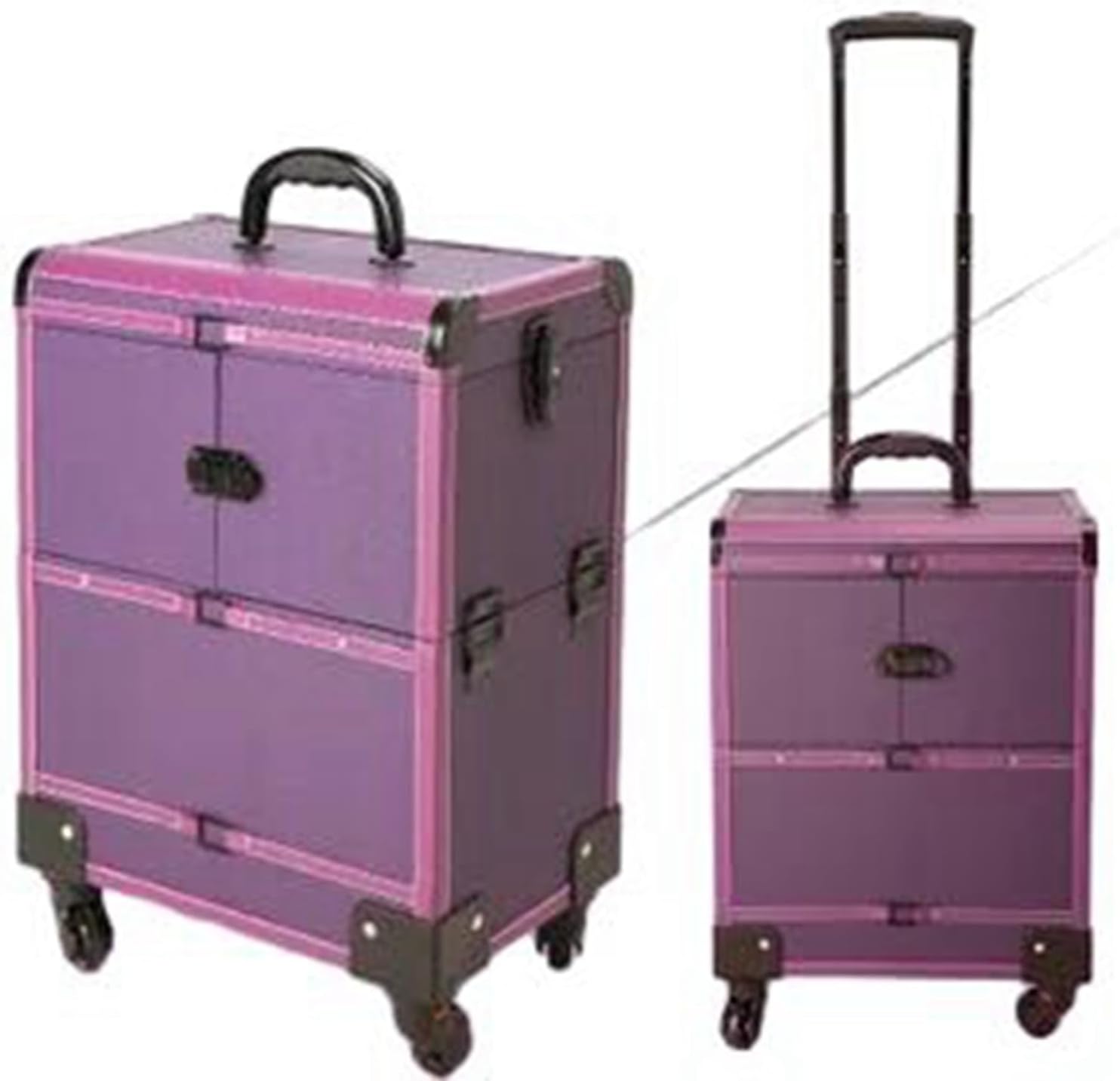 メイクキャリーケース 大容量 コスメボックス キャスター付き 大型 キャリー プロ用 仕切り付き ツール箱 メイク道具収納 耐久性 取外し輪 ローリングトレインケース トラベル 旅行 ファッション