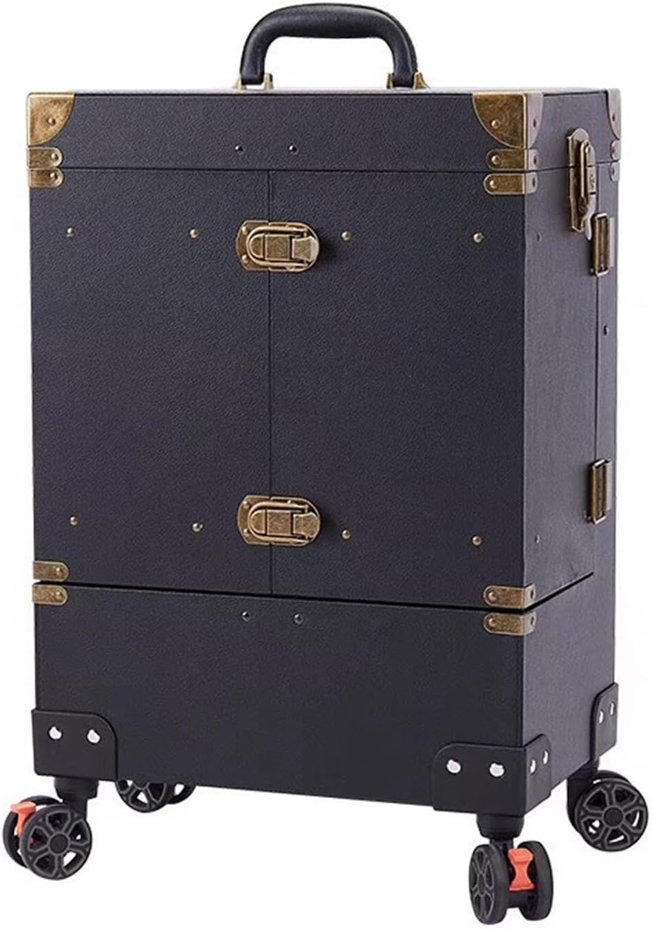 メイクキャリーケース 大容量 化粧ボックス キャスター付き 2層 取外し輪 トロリーケース プロ 仕切り ..