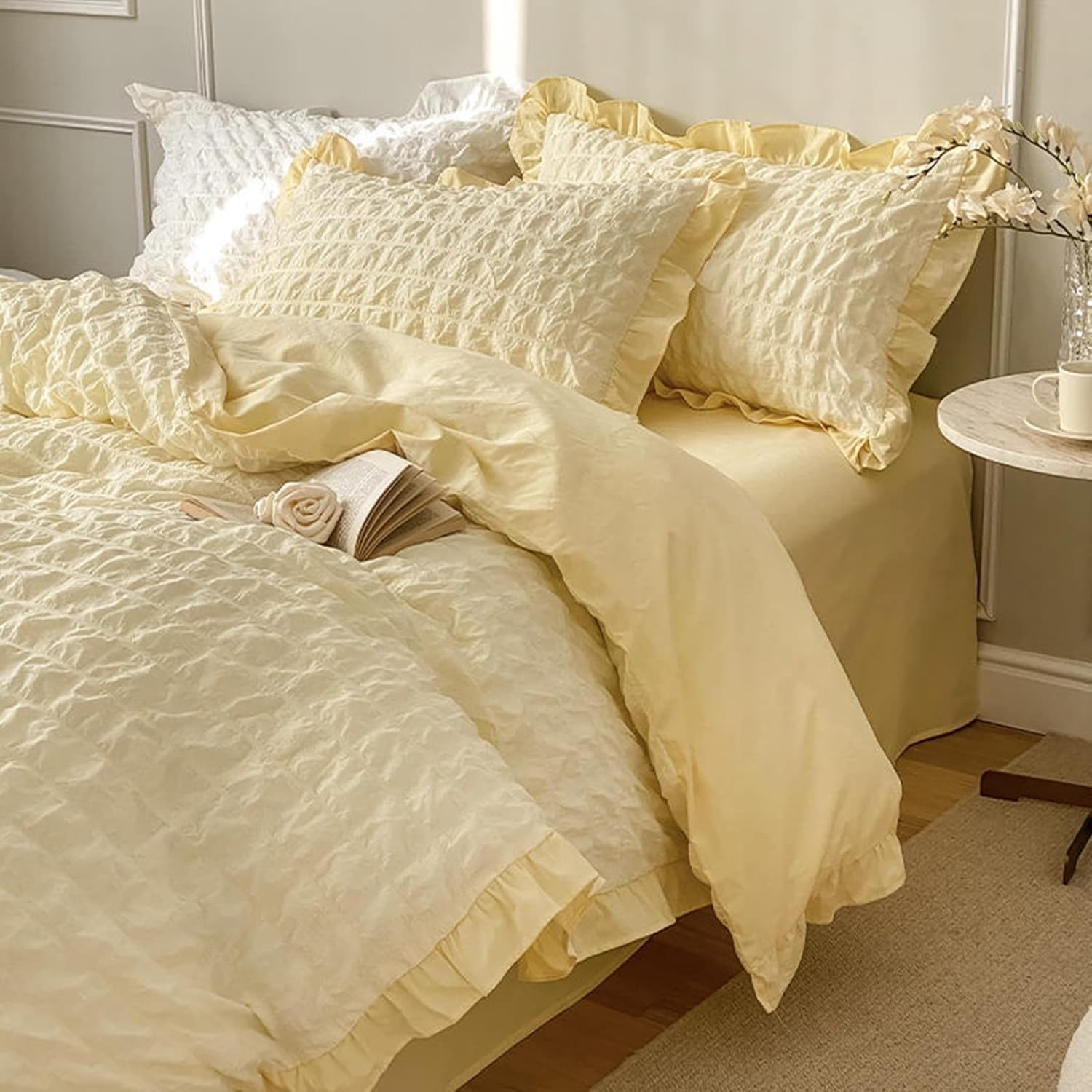 掛布団カバーセット 100％コットン シングル フリル チェック柄 格子 姫系 ふとんカバー 四季 枕カバー..