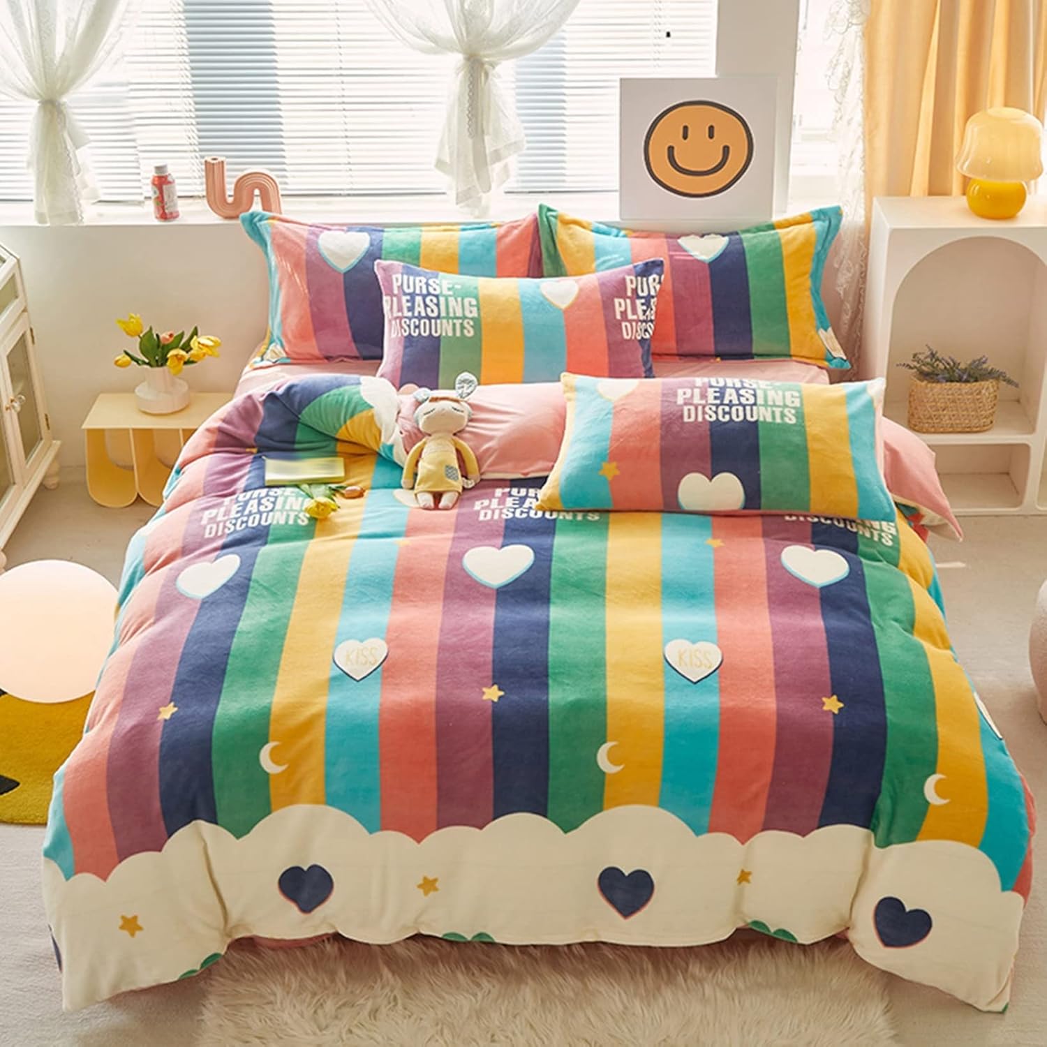 掛けカバー 暖か シングル もこもこ 花柄 枕カバー ベッドシーツ チェック ダブル 冬物 4点セット 毛布..