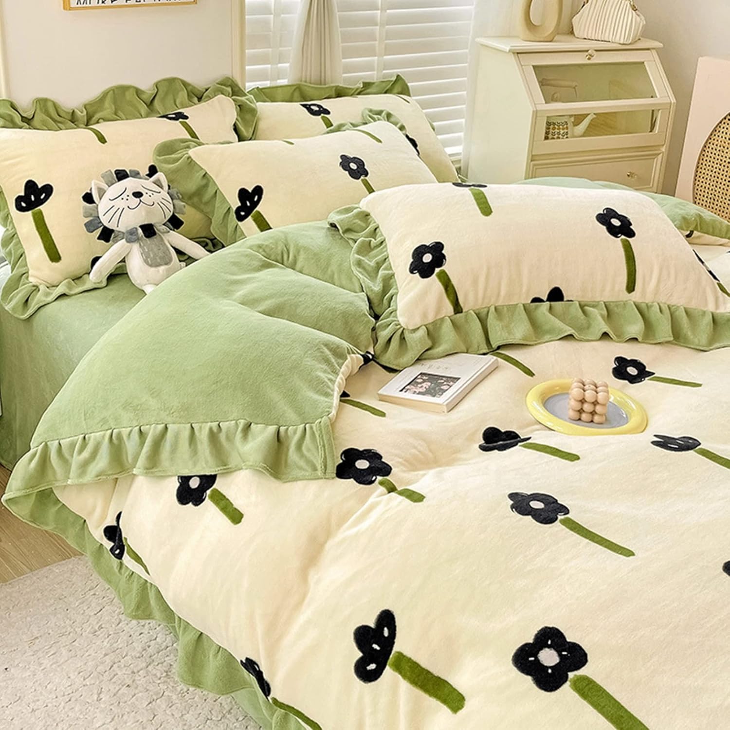 寝具かばー 秋冬 シングル 花柄 ダブル 暖かい マイクロファイバー 枕カバー スカラップ 3点セット 4点セット ベッドシーツ 毛布にもなる 掛け布団カバー 放熱性 起毛防止 静電気防止 両面起毛