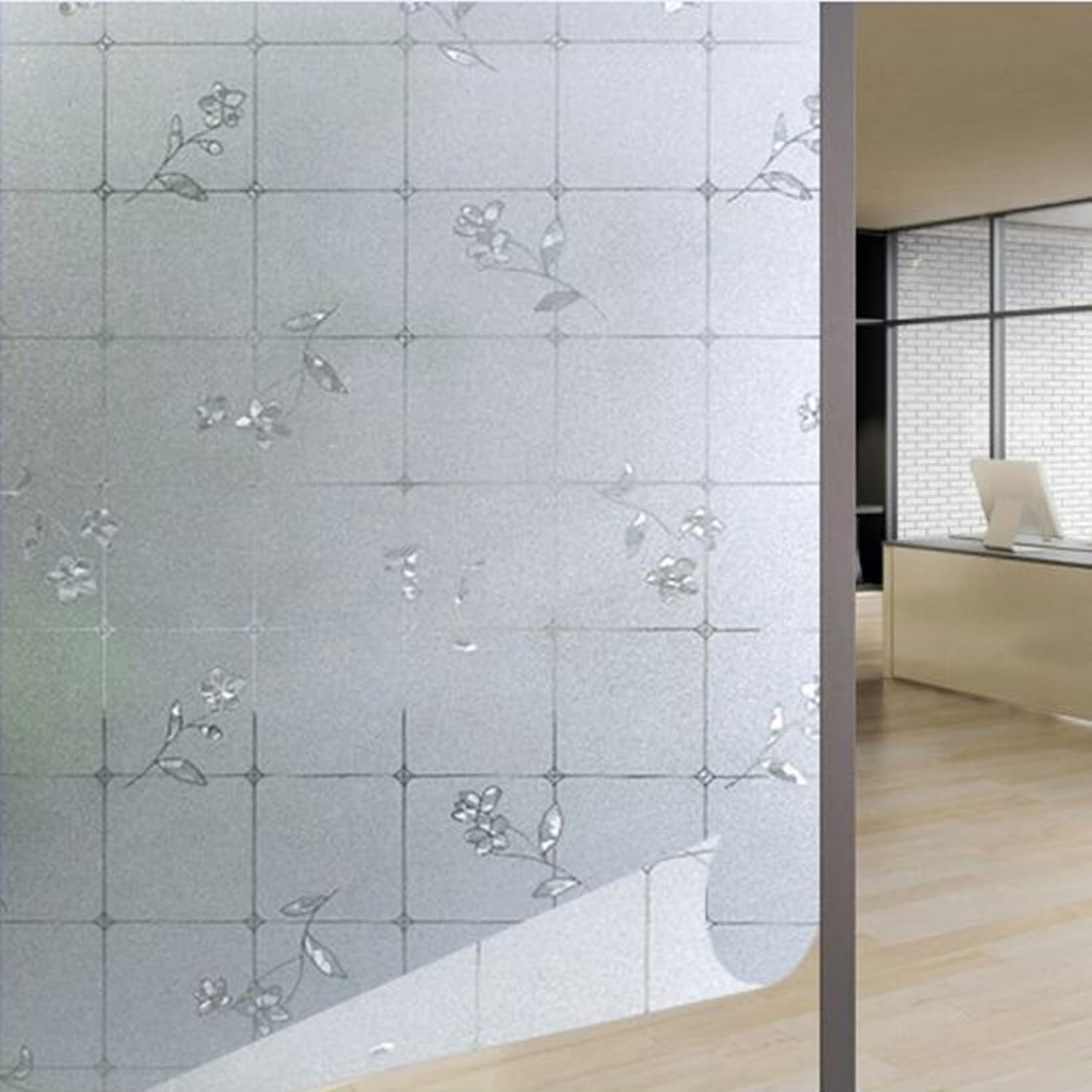 窓フィルム 目隠しシート uvカット スリガラスシート 水だけで貼れる 見えない 格子縞 花柄 断熱 めか..