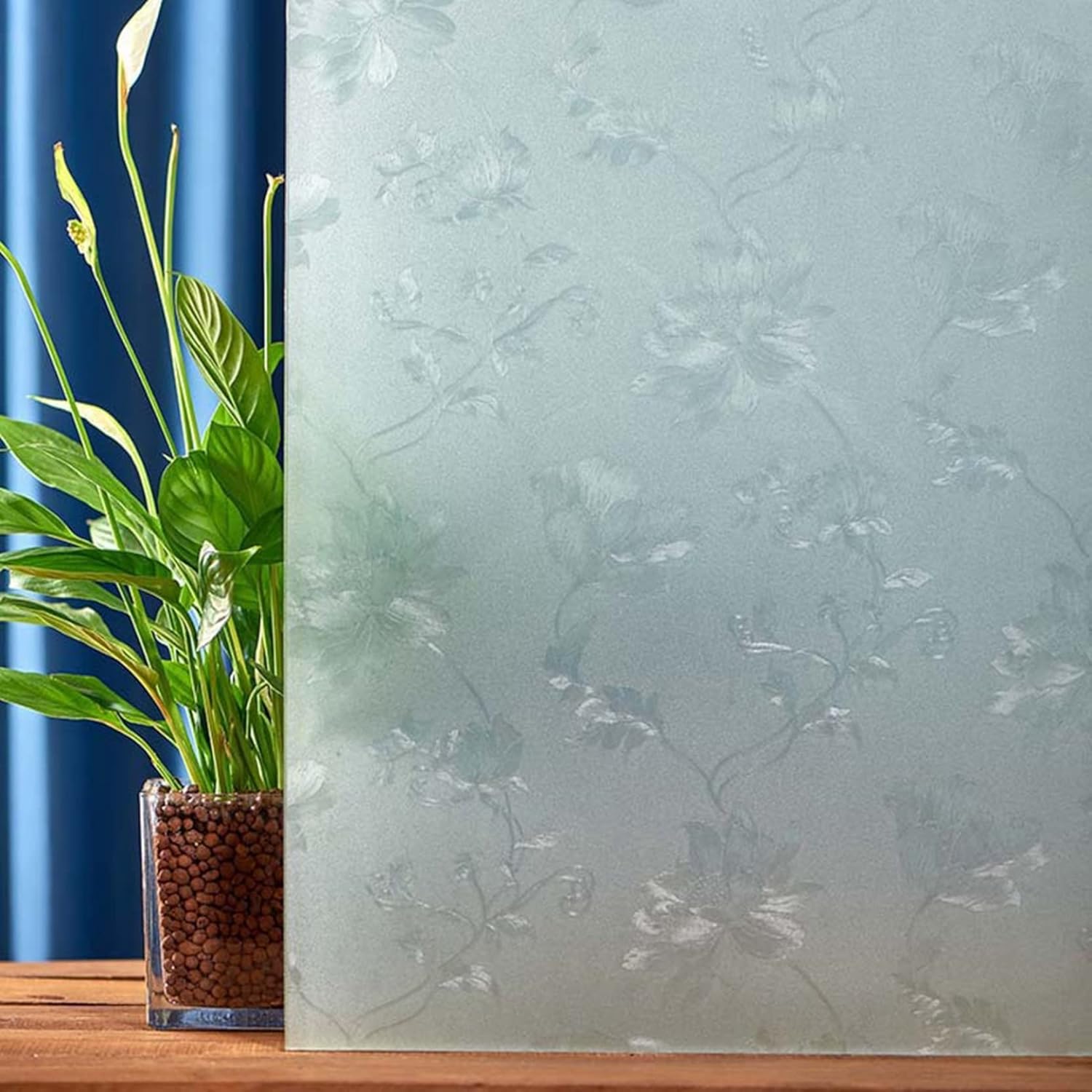 窓用フィルム 目隠しフィルム 花柄 防犯フィルム 水だけ貼れる 窓 断熱シート 静電気による接着 貼って..