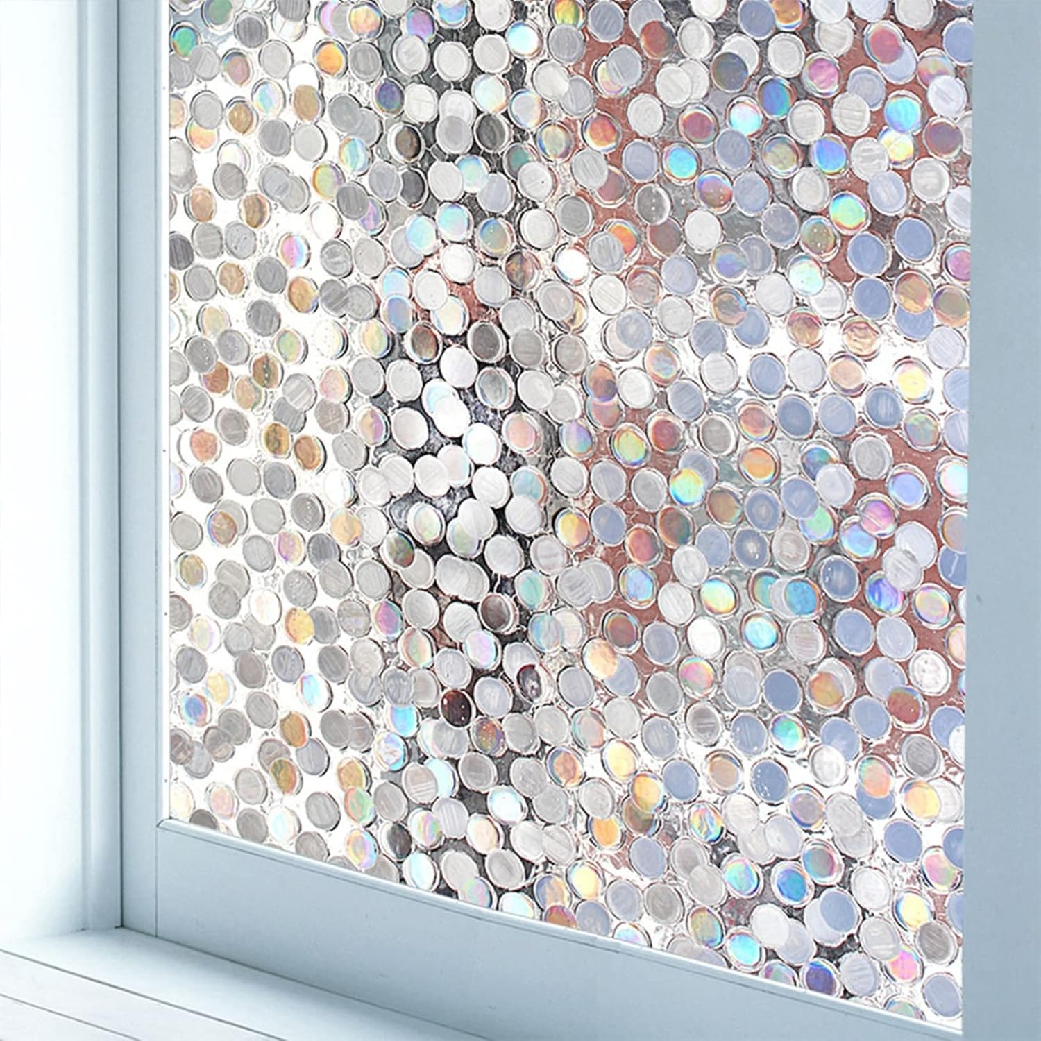ガラスシート 窓用フィルム キラキラ 3D UVカット 断熱 虹色の輝き 半透明 剥がせる 水だけで貼れる ド..