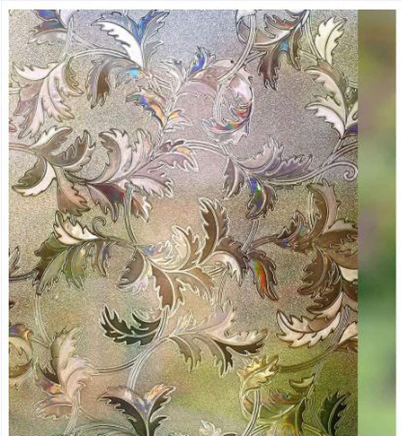 目隠しシート 窓用フィルム 3D 虹色の輝き UVカット 断熱シート 葉柄 ネーチャー プライバシー保護 水..