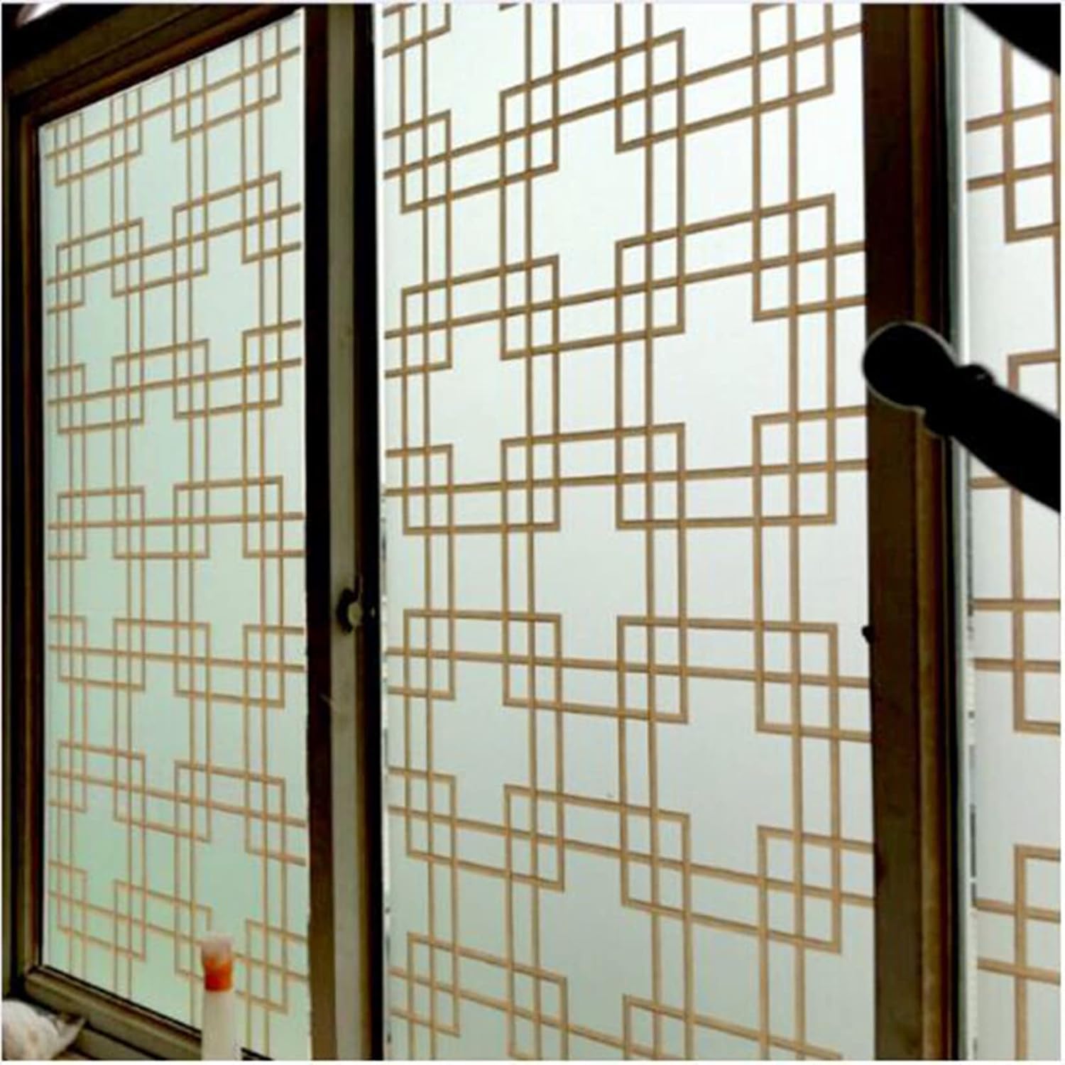窓用フィルム 格子柄 中華風 目隠しシート すりガラス調 外から見えない 日よけ uvカット 暑さ対策 プ..