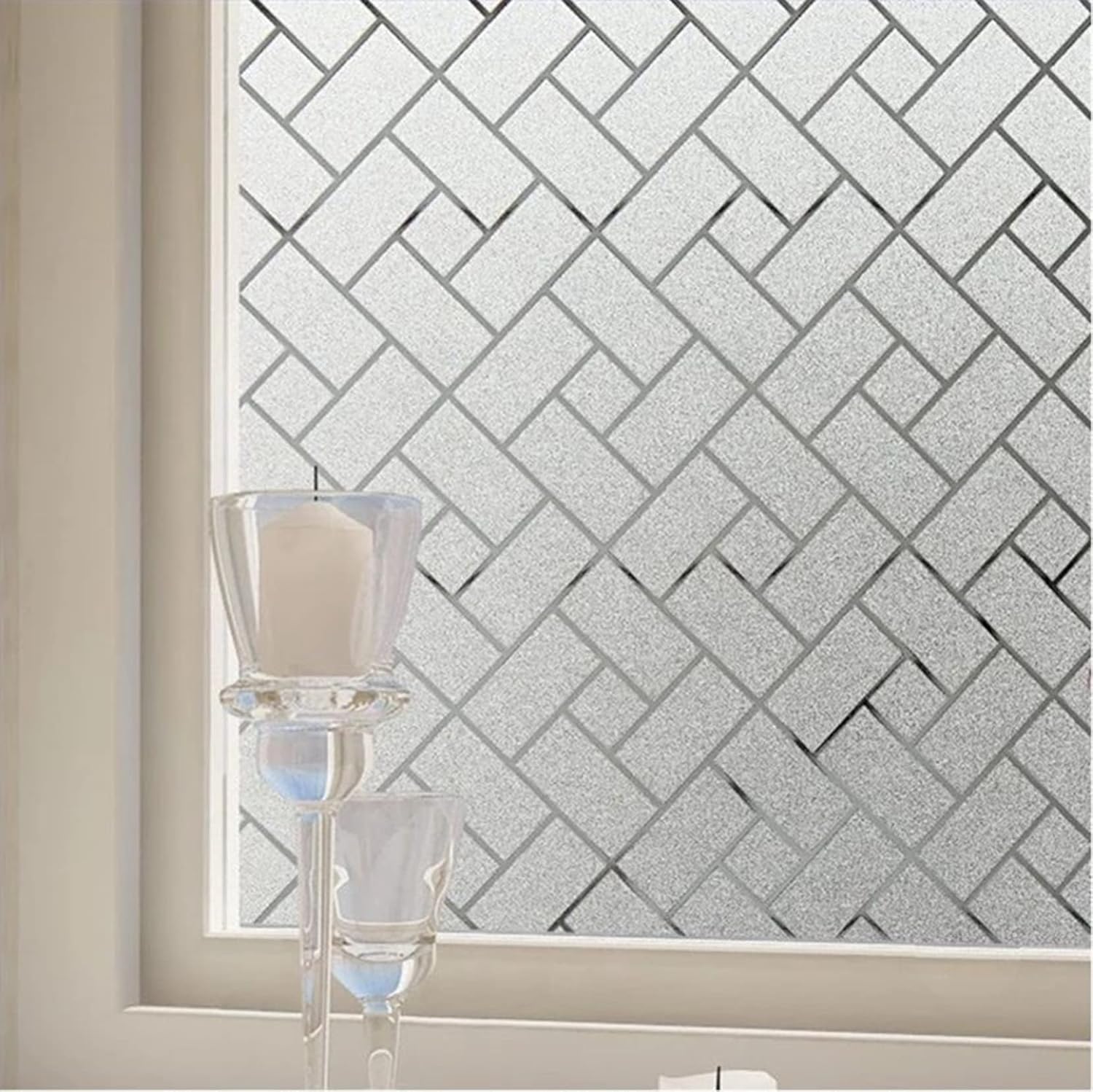 目隠しシート スクエアパターン 外から見えない 剥がせる 窓用フィルム 目隠しシート ガラスシール 水..