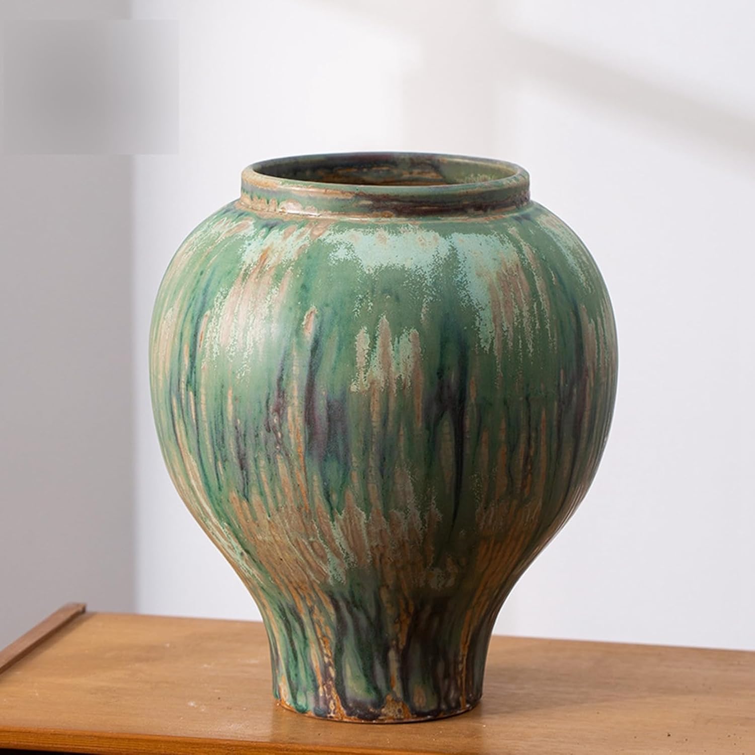 花瓶 グリーン 緑 球体 スイカ フラワーポット花器 シンプル花器 陶器花器 セラミック花器 ドライフラ..