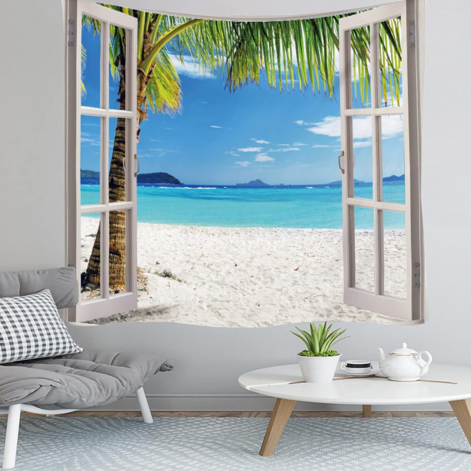 タペストリー おしゃれ 壁掛け 海の景色 装飾布 欧米風 壁飾り 95*73 インテリア モダン 多機能 リビン..