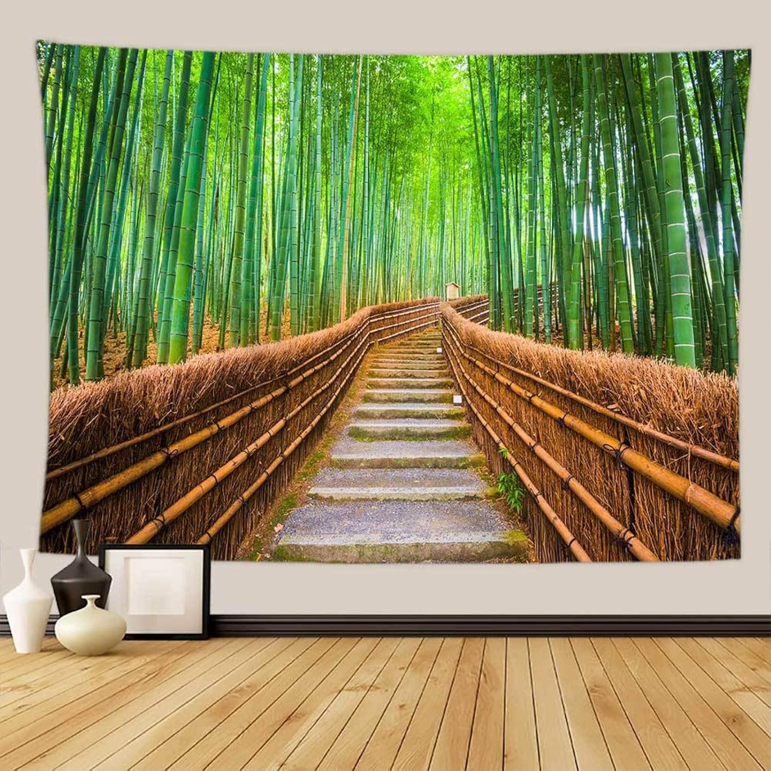 タペストリー ヒカリ 森林柄 林 森林 木漏れ日の森 森の中 癒しの緑 おしゃれ壁掛け 180*230cm 装飾布 ..