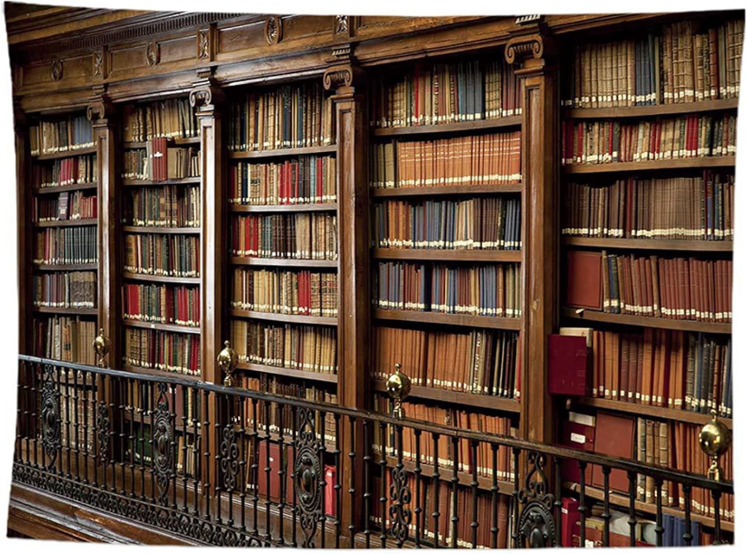 図書館のタペストリーにある本でいっぱいの古典的な本棚の壁掛けタペストリー居間の寝室の寮の装飾的な..