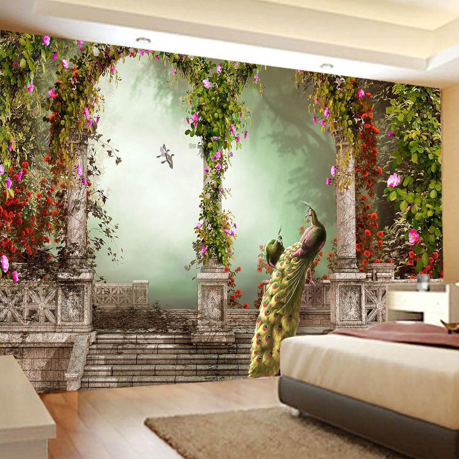 タペストリー インテリア 森 木 植物 光 太陽 秋 椅子 230*180cm 公園 青空 白雲 風景 カラー 景色 お..