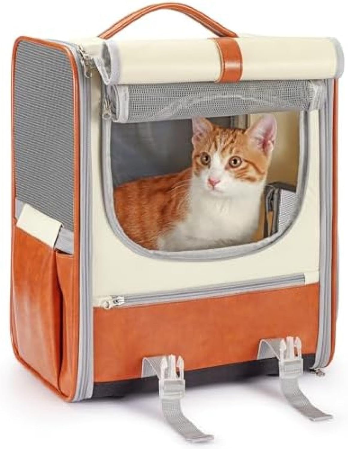 猫 キャリー バッグ 猫用 小型犬用 リュック【 10KG耐荷・大容量・メッシュ窓3つ・通気性 折り畳み 猫 ..