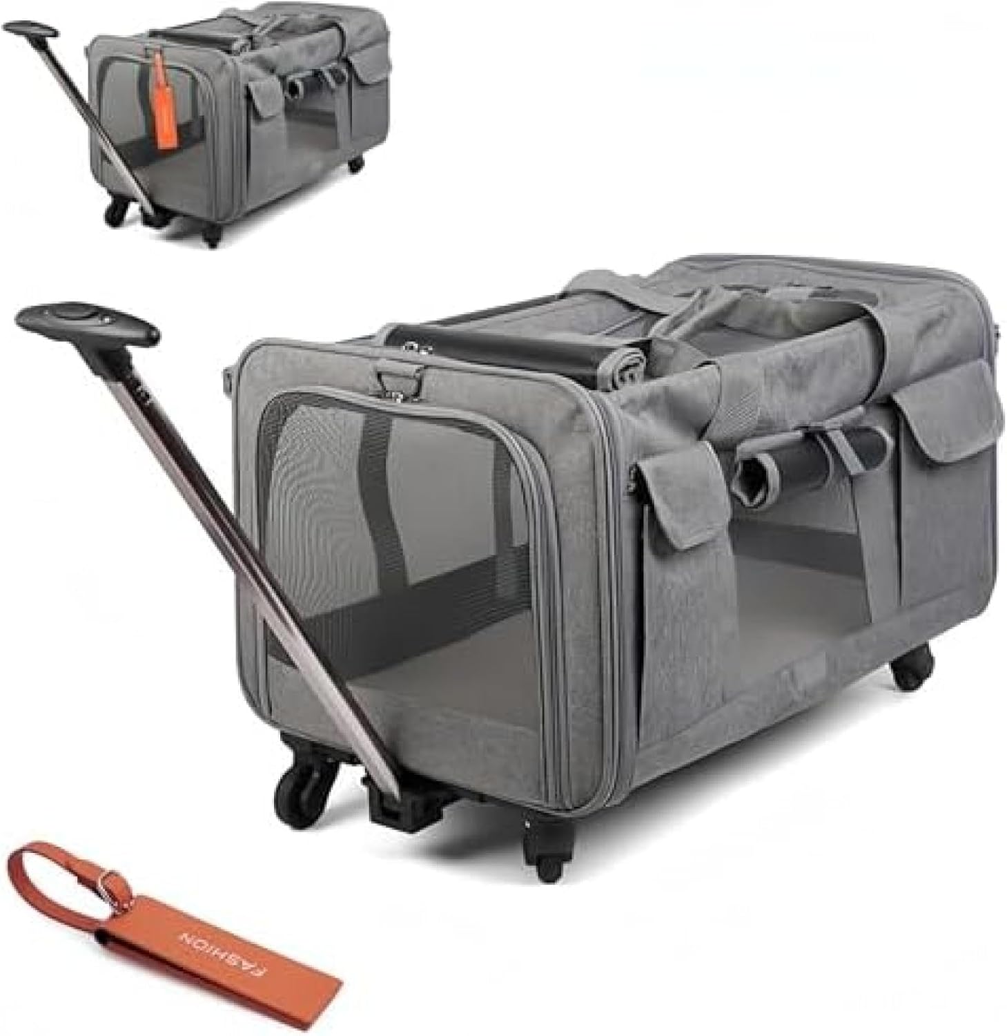 犬 猫 キャリー バッグ 猫 2匹用 キャリー キャスター付き ペット キャリーバッグ 小型犬 ソフトクレー..