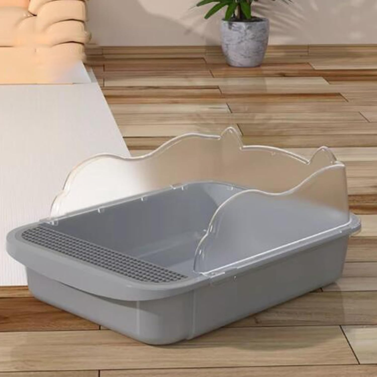 猫トイレ 猫用トイレ本体 ネコトイレ コンパクト オープンタイプ ハーフカバー スコップ付き 大きい猫 ..