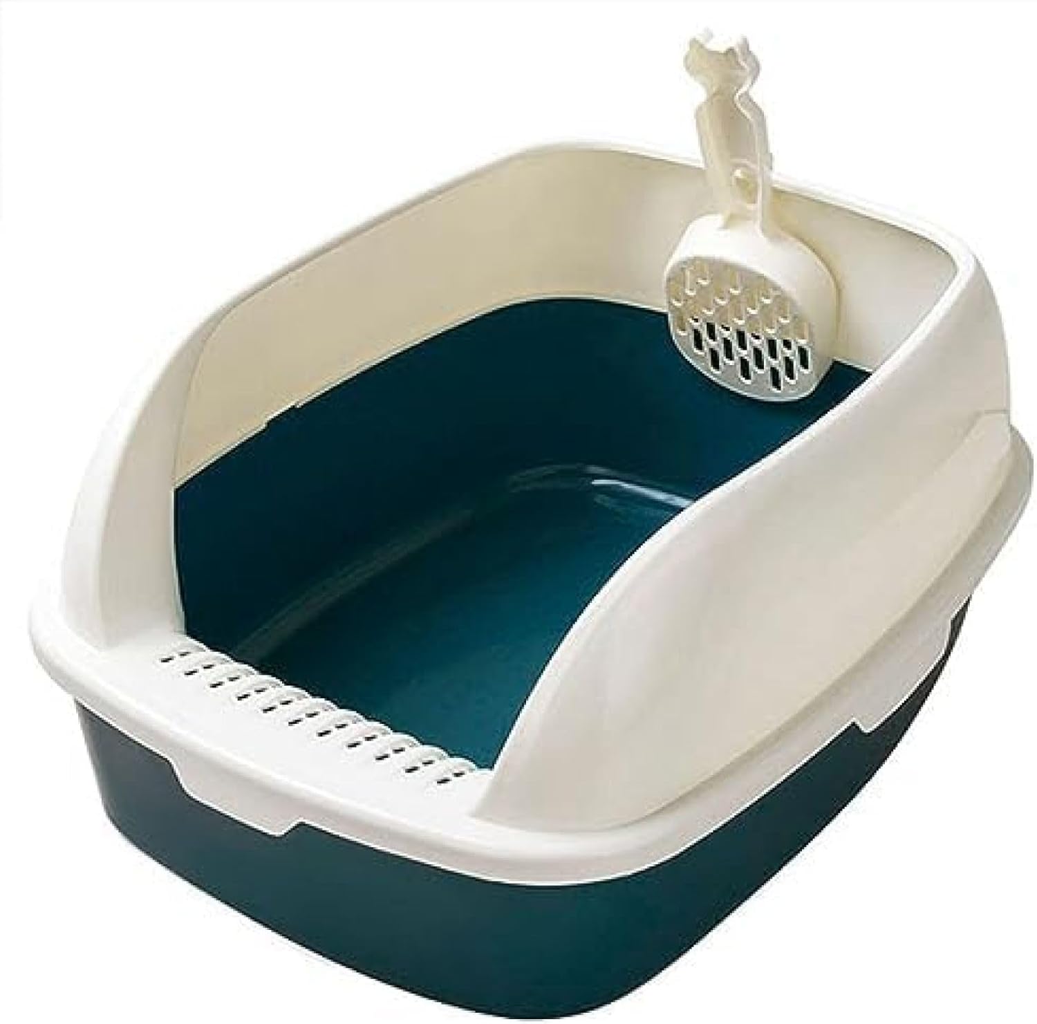 　　　 ◆◇◆売れている秘密◆◇◆ 【材質】猫トイレがエコPP素材で作られて頑丈で軽く耐久性がある。人体に悪影響を与える化学物質を使用していません。飼い主様もネコちゃんも安心してご使用いただけます。 また、丸洗いできるのでお手入れラクラク。カバーを取り外して隅々まで綺麗に水洗いできます。 【砂の飛散を防止】ハイタイプのカバーが猫砂の飛散をしっかりブロックし、ストレスなくのびのびと排泄できます。 【洗いやすい】PP樹脂製で組み立て簡単、分解もスムーズで清潔な状態を維持できます。さらに猫砂スコップが付いているので、別の掃除用品を購入する必要もありません。 【軽量設計】非常に軽量なので、置き場所を選ばず手軽に移動できます。ただし、紙などの軽い猫砂を使用する際はトイレが動く可能性がありますのでご注意を。 【カラー変更のお知らせ】海外製品のため、予告なしにカラー等の変更がある場合がございます。モニターによって実際の商品と色が異なって見える場合がございますので、ご了承ください。 　　　◆◇◆注意事項◆◇◆ご覧のモニターの環境、撮影環境により実物と色味が異なって見える場合がございます。湿った状態で他のものと擦り合わせると色が移る恐れがあります。濃色品の洗濯時は、白色、淡色と分けて洗ってください。説明 【材質】猫トイレがエコPP素材で作られて頑丈で軽く耐久性がある。人体に悪影響を与える化学物質を使用していません。飼い主様もネコちゃんも安心してご使用いただけます。 また、丸洗いできるのでお手入れラクラク。カバーを取り外して隅々まで綺麗に水洗いできます。 **猫砂の飛び散りを防止**：ハイタイプのカバーが猫砂の飛散をしっかりと防ぎます。また、カバーは爪で固定されているため、ネコちゃんが引っ掻いても外れる心配はありません。ストレスなくのびのびと排泄でき、清潔を保つことができます。 **簡単なお手入れ**：省エネ材料のPP樹脂製で、バックルで組み立てや分解が簡単です。直接水で洗い流すことができ、付属の猫砂スコップでお手入れも簡単です。毎日の清掃が楽になります。 **付属の猫砂スコップ**：製品には猫砂スコップが付属しており、別の掃除用品を購入する必要がありません。本体に取り付けることができるため、置き場所にも困りません。トイレを受け取ったらすぐにご使用いただけます。 **ご注意事項**：製品は非常に軽量に作られているため、軽い猫砂を使用するとトイレが動く場合があります。また、海外製品のため、予告なしにカラー等が変更される場合があります。ディスプレイによって実際の商品と色が異なる場合がありますので、ご了承ください。猫用トイレ 半密閉式 猫用トイレ本体 大きい スコップ付き 子猫 小柄な猫用 防止 砂の飛び散り防止 組み立て不要 耐久性 漏れ防止 臭わない 清潔トイレ 大きい 全年齢猫用シェア:さらに安い価格を見つけられた場合は、当サイトまでお知らせください。お客様からの情報を参考にして、さらにリーズナブルな価格でご提供できるよう努力します。