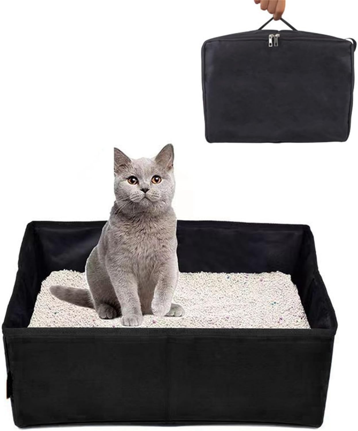 猫トイレ 折りたたみ 携行猫用トイレ 軽量 本体 車載にも適用 収納可能 防水 持ち運び便利 掃除簡単 ポ..