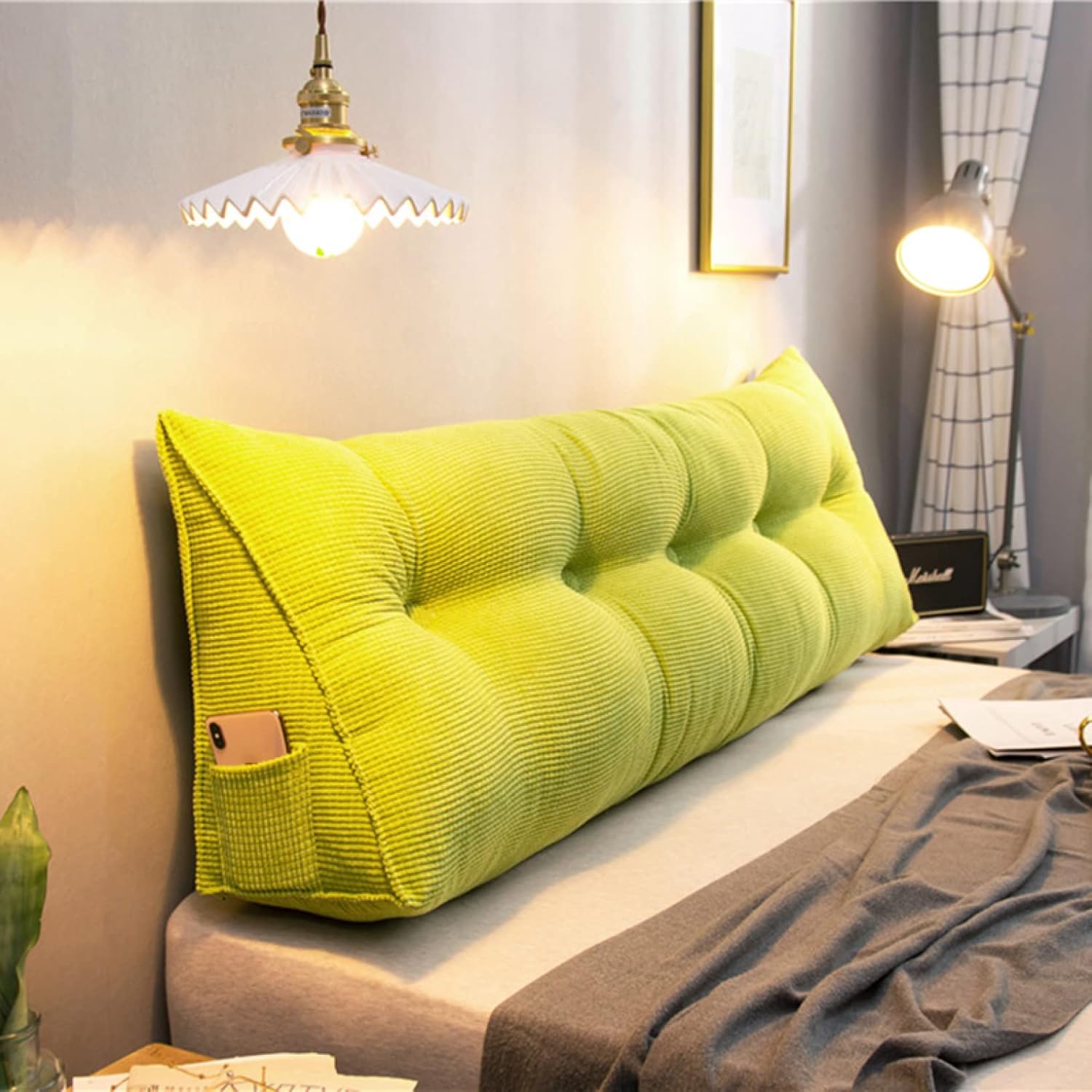 大きい 背もたれクッション 80*23*50cm ウェッジ枕 三角ヘッドボードクッション 耐久性 シートクッショ..