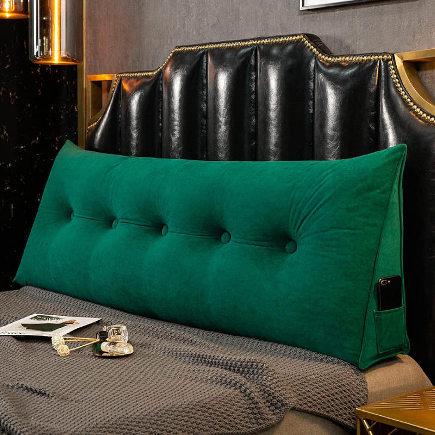 大きい 背もたれクッション ウェッジ枕 三角ヘッドボードクッション 耐久性 シートクッション 60*50*20..