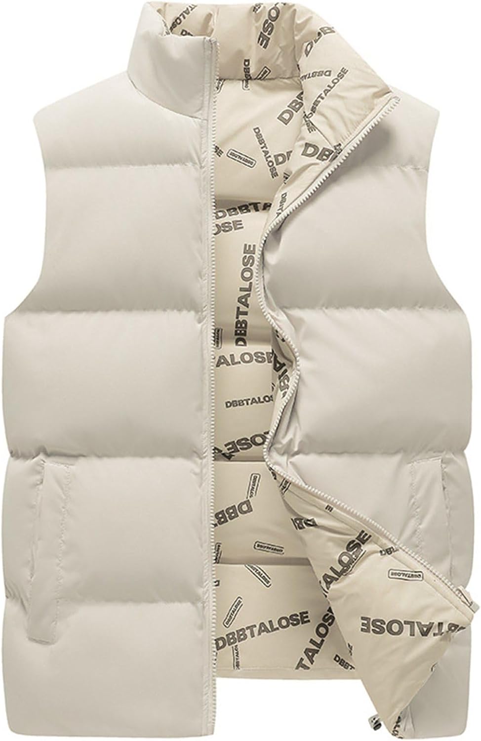 メンズ 中綿ベスト 英語柄 ダウン 袖なし パファーベスト 防寒 冬 秋 チョッキ 耐久性 コンフォート 襟..