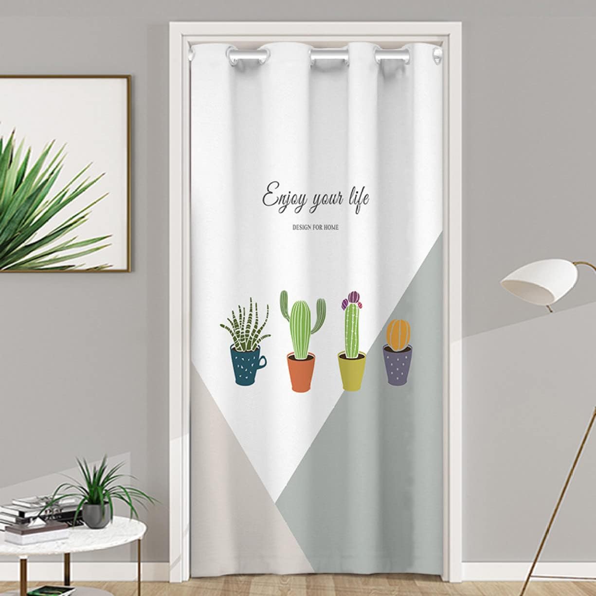 冷気 遮断 カーテン 防水加工 間仕切りカーテン 防寒 スタイル ポリエステル生地 ハトメ 170*180cm 葉..