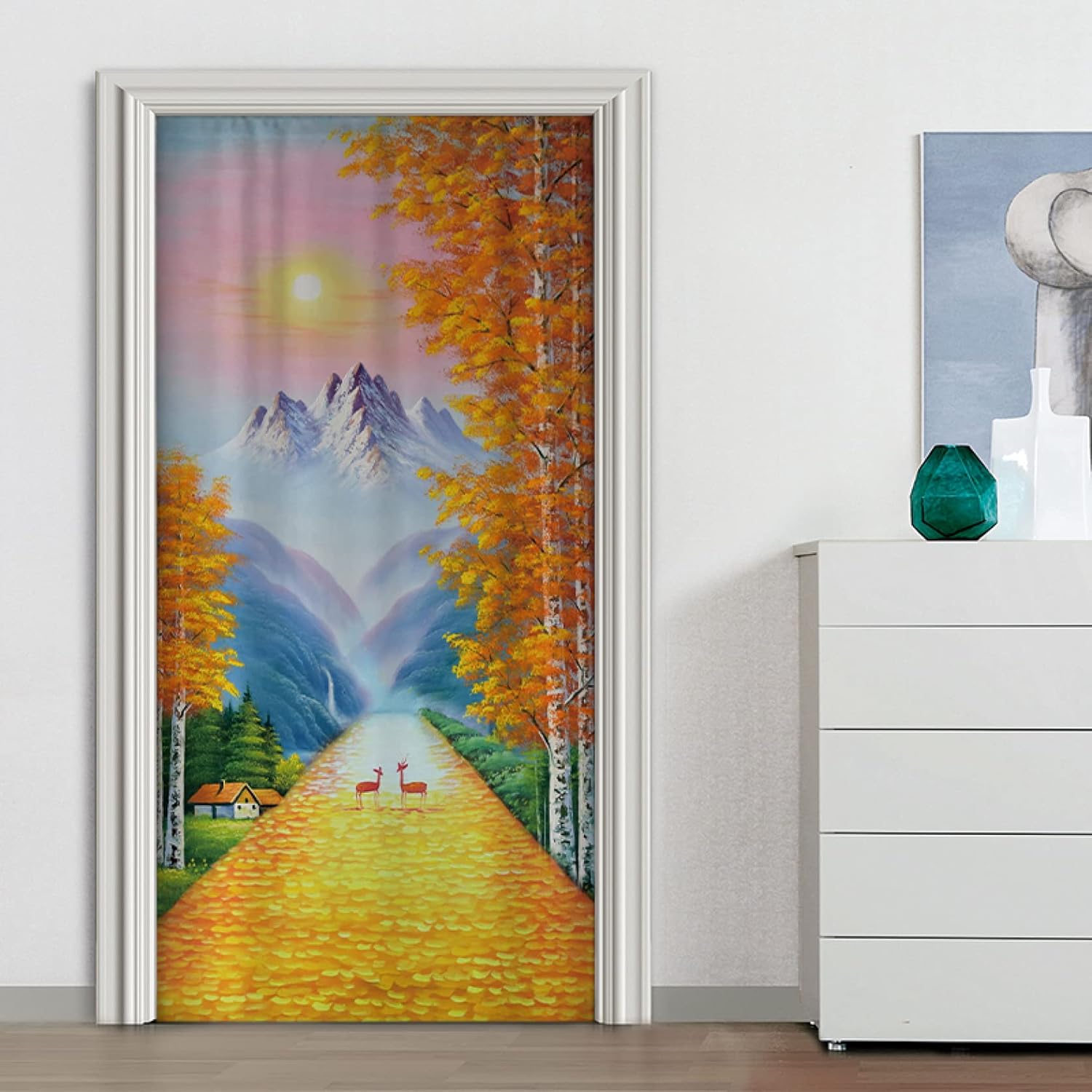 間仕切り カーテン 断熱 おしゃれ 森林 ネイビー 断熱 省エネ 省スペース 仕切り カラー ロング丈 リビング 階段 廊下 ギフト プレゼント 100*200cm 模様替え 壁に飾る タペストリー