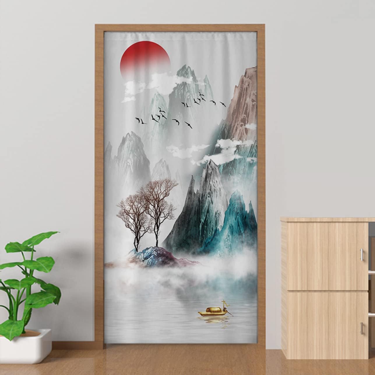 のれん かわいい おしゃれ 中華風 クラーデション ロング 間仕切り カラー 冷気遮断 90*180cm 断熱 防寒 目隠し 厚手 遮光 保温 透けない 飾り 試着室 更衣室 耐久性 脱衣所 更衣室の