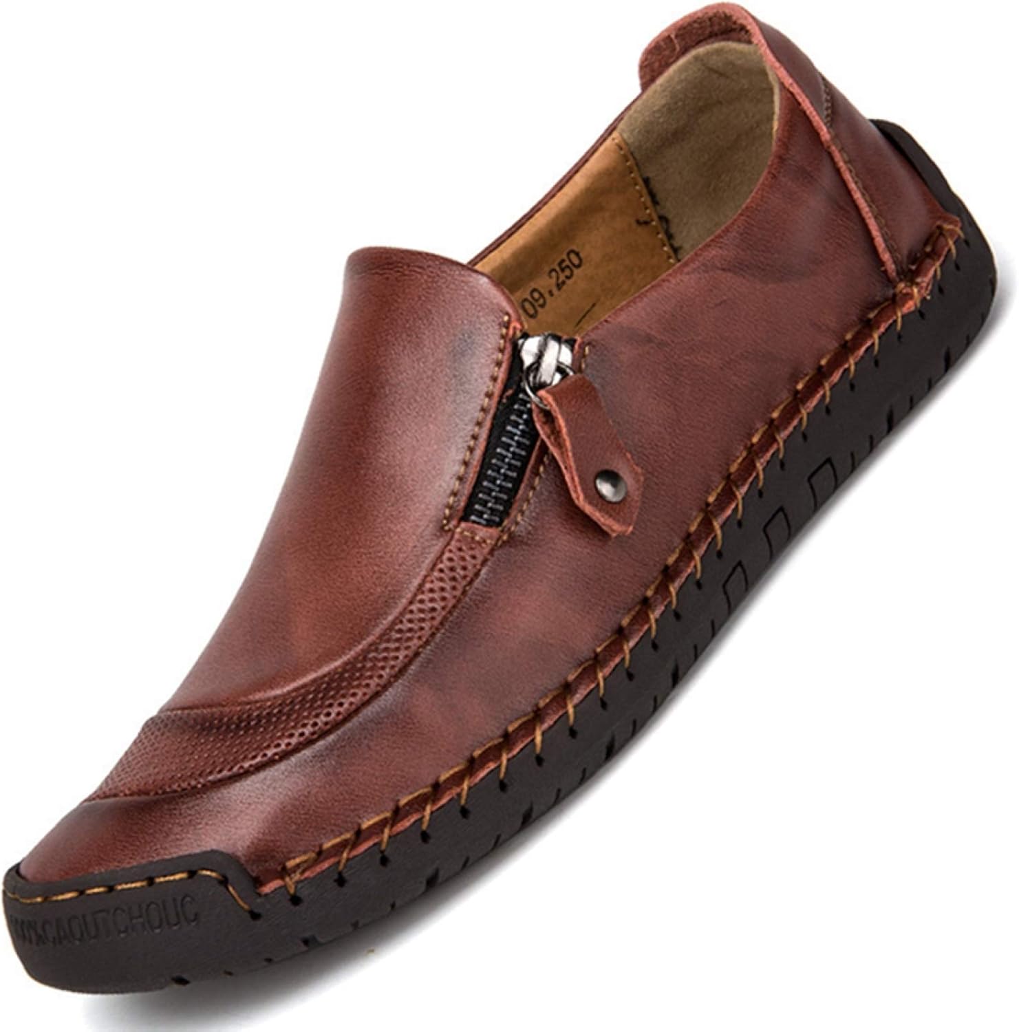 ローファー 革靴 メンズ 軽量 ドライビングシューズ 通気 歩きやすい ファスナー 柔らかい ビジネスシ..