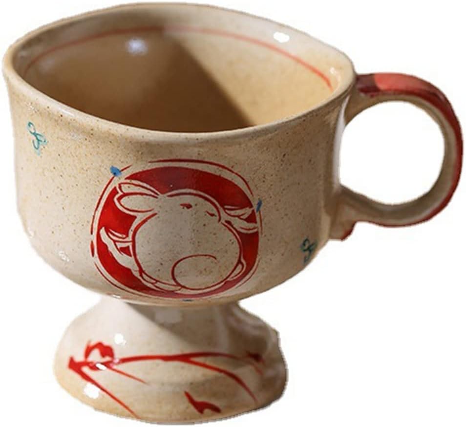 コーヒーカップ 陶器 ティーカップ 兎柄 干支 和風 マグカップ ゴブレット ウォーターカップ 田園風 食器 コーヒーマグ 来客用 家庭用 プレゼント 母の日 お誕生日 デザート 牛乳 お茶用 エレガ