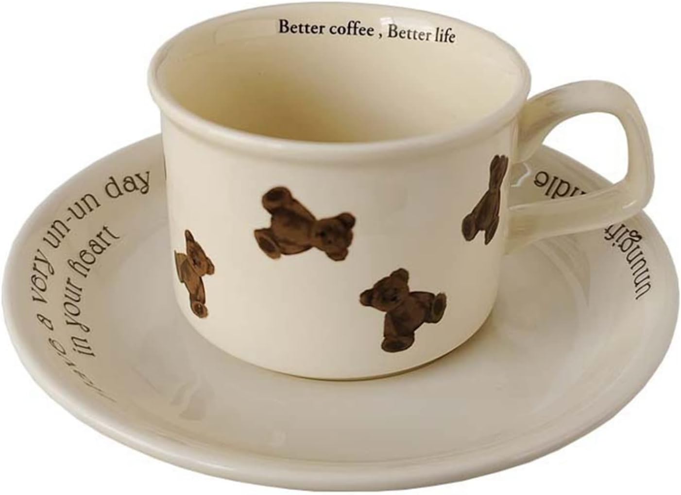 カップ&ソーサー ティーセット 熊柄 セラミック 1客セット コーヒーカップ 耐熱皿 ウォーターカップ 北欧風 男性 女性 ギフト アフタヌーンティー 花茶 工芸茶 牛乳 お茶用 珈琲 可愛い 来客用