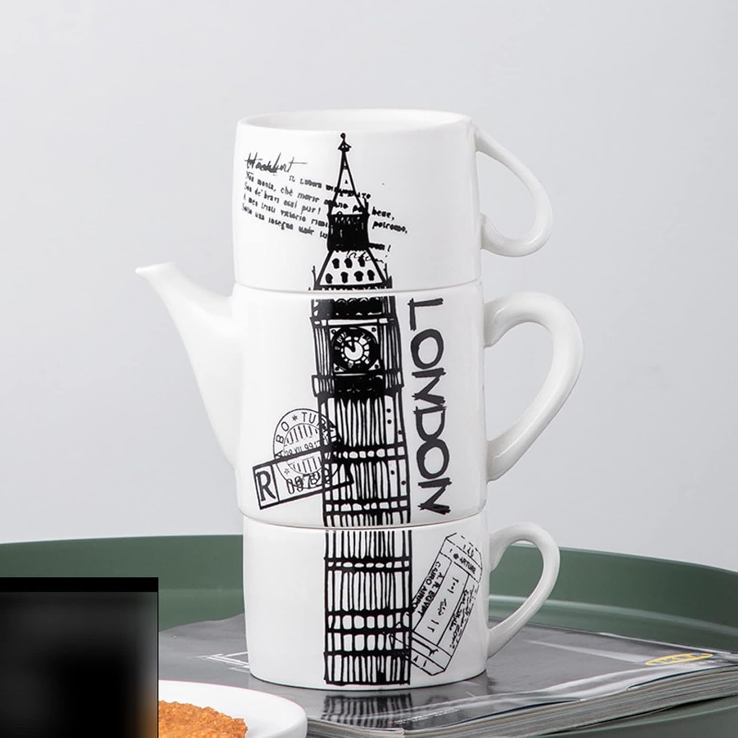 コーヒーカップ ソーサー ティーセット ボーンチャイナ ピサの斜塔柄 2客セット ティーポット カフェ食器 ドリンクカップ ヨーロッパ風 結婚式 ?影 ミルクティー 紅茶 コーヒー レトロ 来客用 家