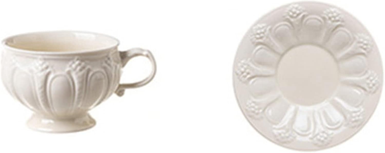 1客セット コーヒーカップソーサー ティーセット ?廷風 浮き彫り セラミック ウォーターカップ 田園風 コーヒーカップ 来客用 自宅 結婚式 ?影小物 クリスマス アフタヌーンティー 花茶 工芸茶