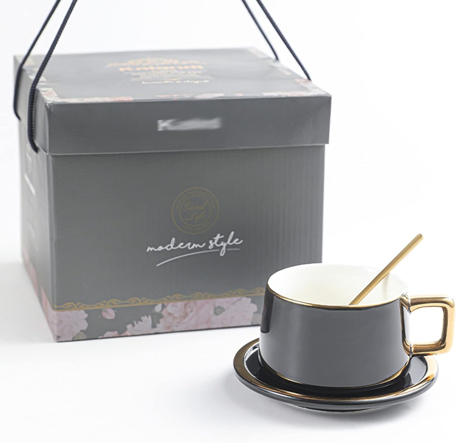 1客セット コーヒーカップ ソーサー ティーセット 無地 ボーンチャイナ ゴールデンリム ウォーターカップ 西洋風 皿セット カフェ食器 来客用 ギフト 水 お茶 珈琲 ヴィンテージ ギフトボックス付