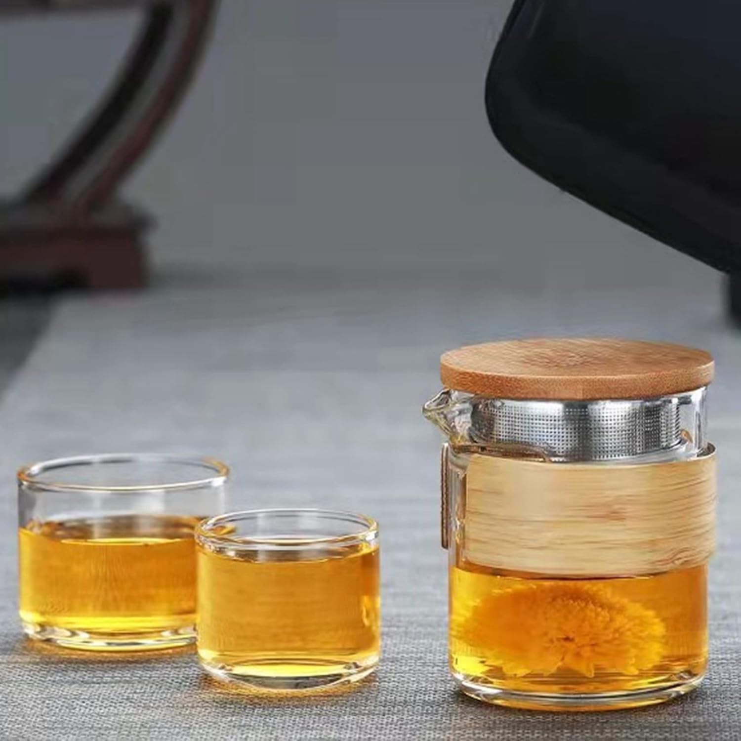 ホウケイ酸ガラス ティーセット ティーポット 旅行茶具 カップ ステンレス鋼フィルター 冷水/熱湯OK ティーフォーツー 保温 耐熱 大容量 紅茶 コーヒー ミルク お湯 ティーパーティ 会社 自宅用