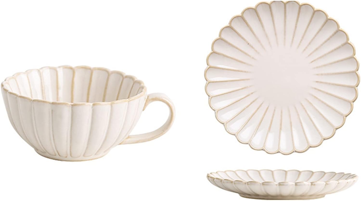 カップ＆ソーサー＆匙 ティーセット セラミック 1客セット 和風 菊柄 皿セット カフェ食器 ウォーターカップ 北欧風 母へ 彼女 パーティー用 デザート 牛乳 お茶用 レトロ 来客用 家庭用 ヴィン