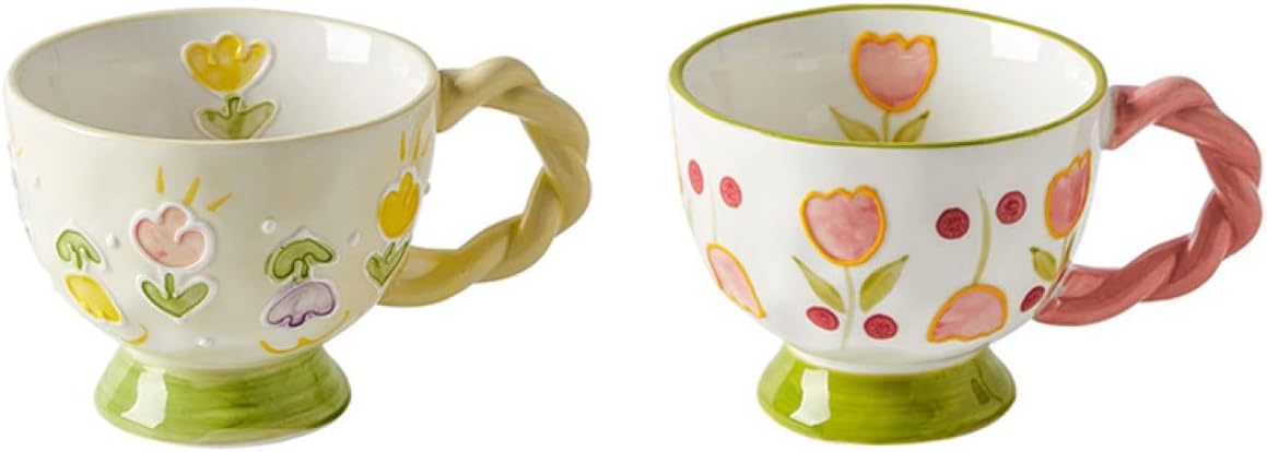 カップ マグカップ おしゃれ ティー コーヒー A 兼用 鮮やかな色 花柄 フルーツデザイン 陶器 コーヒー..