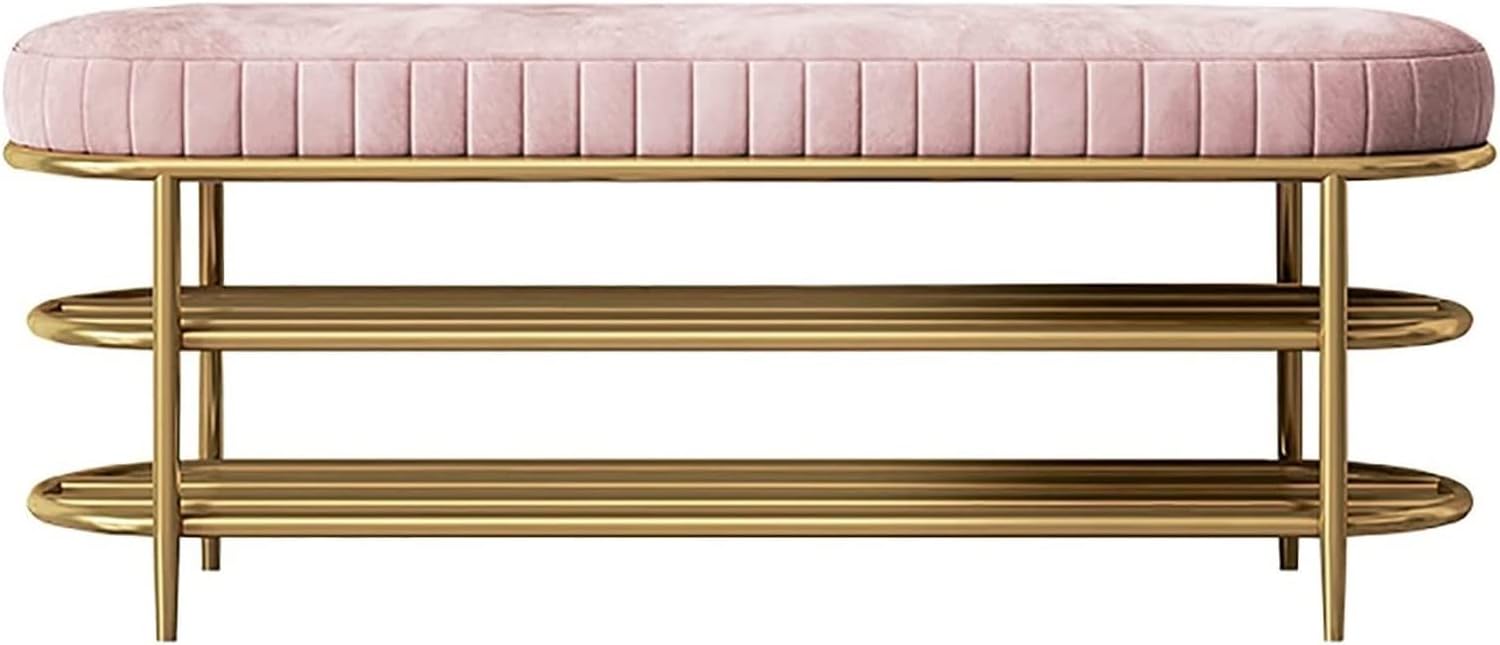 玄関靴ベンチ 収納ベンチ ベッドベンチの端 モダンな靴収納ベンチ クッションパッド入りメタルフレーム..