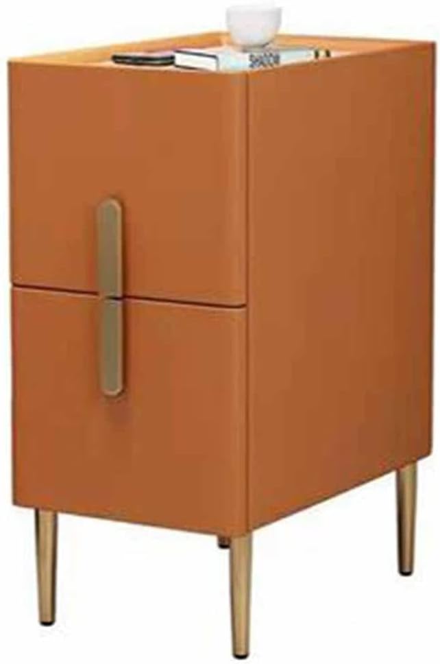 ベッドサイドテーブル PU 収納キャビネット 引き出し付き 2つの引き出し付き ソリッドカーボンスチール..