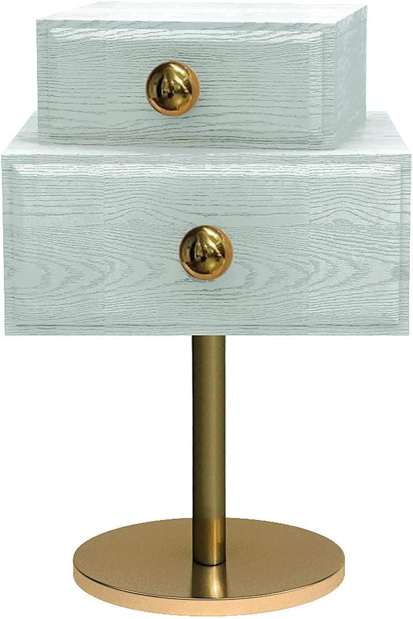 北欧のベッドサイドテーブル、パーソナリティファッションソリッドウッドメタルハンドルベッドサイドテ..