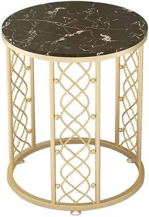 モダンな大理石の小さな丸いコーヒーテーブル、ソリッドゴールデンペイントフレーム付きのベッドサイド..