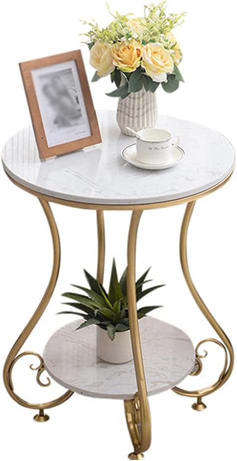 現代家庭用大理石ソファサイドテーブル、寝室コーヒーテーブル、ベッドサイドコーヒーテーブル、金色の..