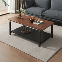 長さ39インチのコーヒーテーブル、素朴な長方形のリビングルームセンターテーブル、収納棚と丈夫な金属フレームソファコーヒーテーブル、リビングルーム、ソファ、廊下、...