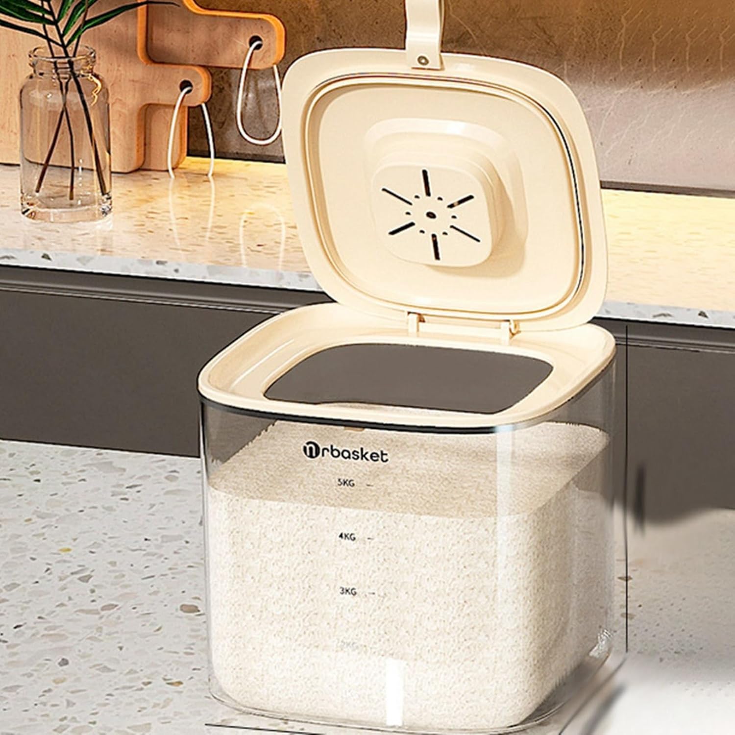 米櫃 ライスストッカー 米びつ ライスディスペンサー 米容器 貯蔵タンク ミント 5kg用 240*240*245mm ..