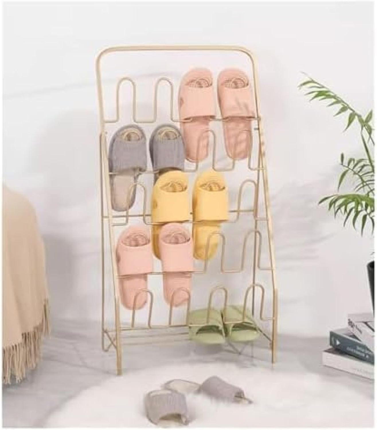 シューズラック 北欧アイアンシューズラック省スペース靴棚多層靴収納オーガナイザーリビングルーム用 ..