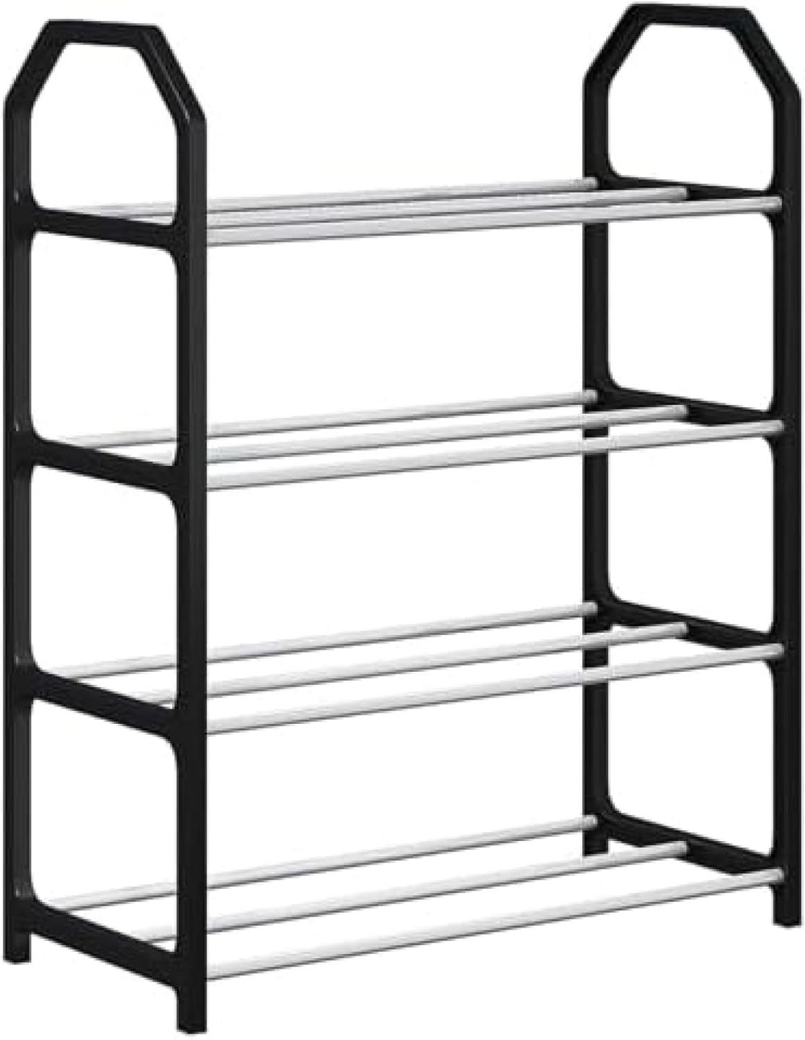 ノーブランド品 4段シューズラック クローゼット用シューズラック シューズオーガナイザー収納 自立式..