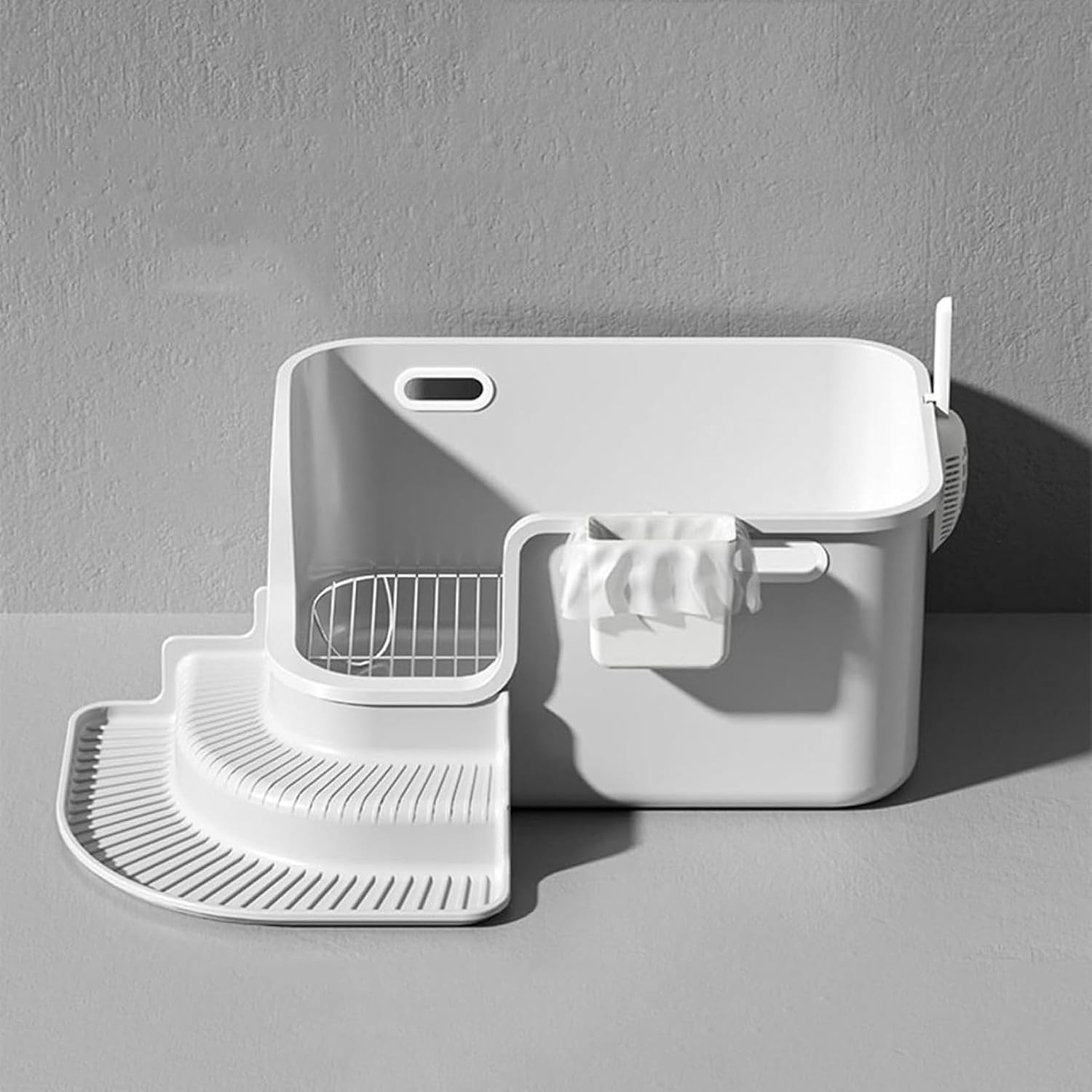 犬トイレ 犬砂トイレボックス 掃除簡単 小型犬 大型犬 段階付き ステンレスマッシュ 犬用トイレボックス 深いトイレ 猫用トイレボックス ウサギ 飛沫防止 滑り止め 屋外屋内 65x43x33cm