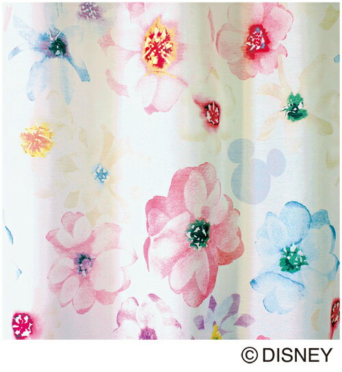 ディズニー ミッキー アロマ ボイル レースカーテン【サイズ：幅100cm×丈198cm】【2枚組】disney mickey aroma voile curtain丸洗いOK!ウォッシャブル 既製カーテン【日本製】【正規品】【2枚入り特典！!送料無料】[ローズ：M1069]